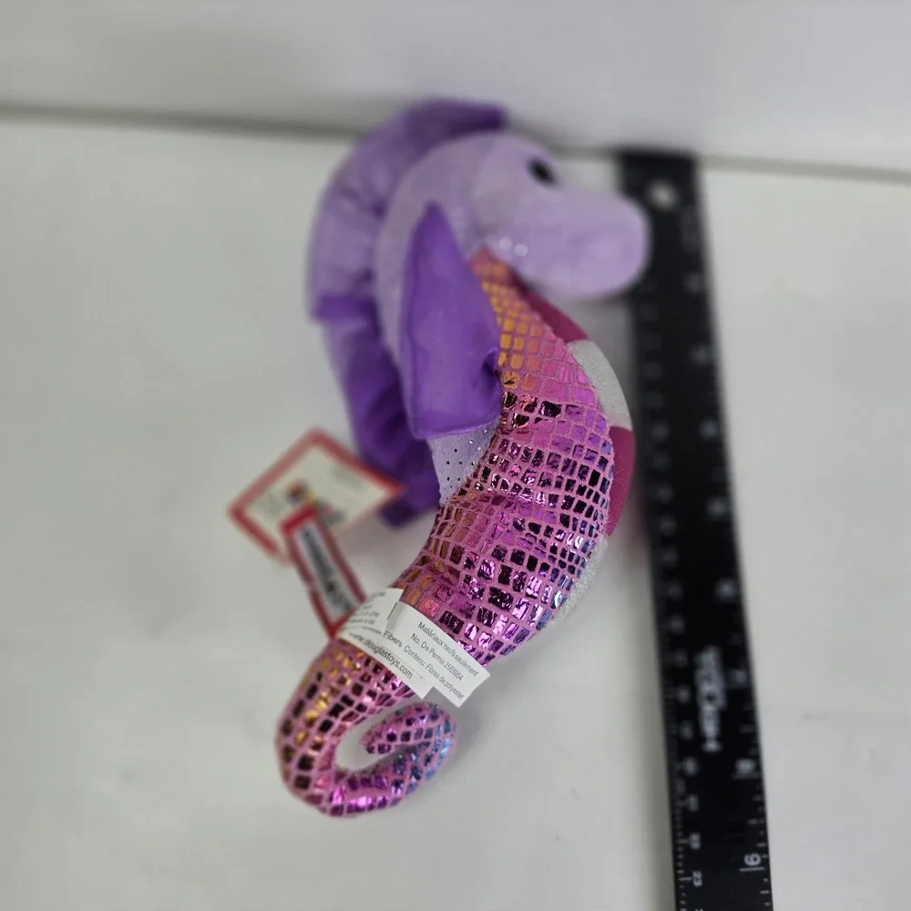 Douglas Cuddle Toy Purple Seahorse‎ Plush Sparkle Pink Scale 10 Inch Stuffed Sea